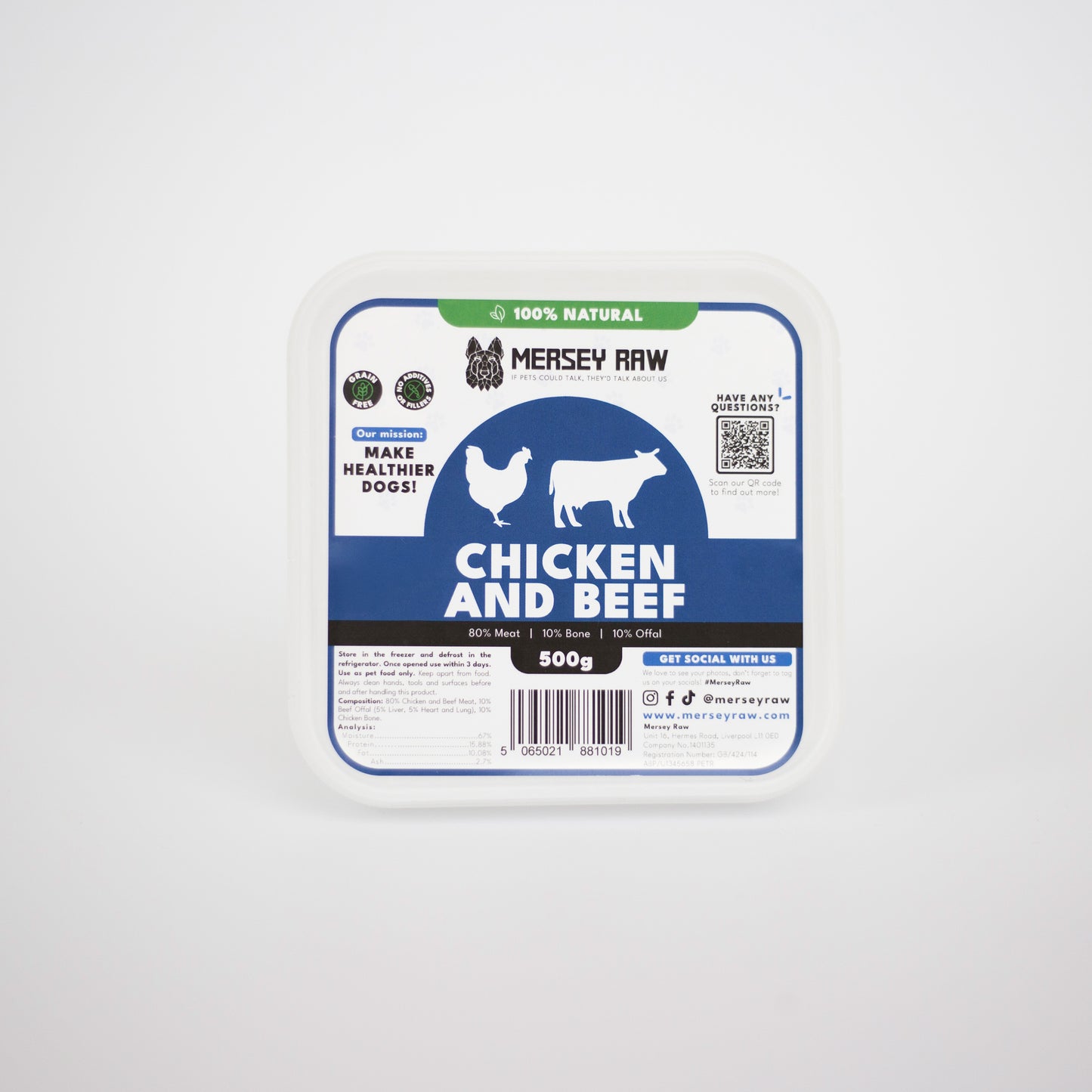 Mersey Raw Chicken and Beef Complete 500g