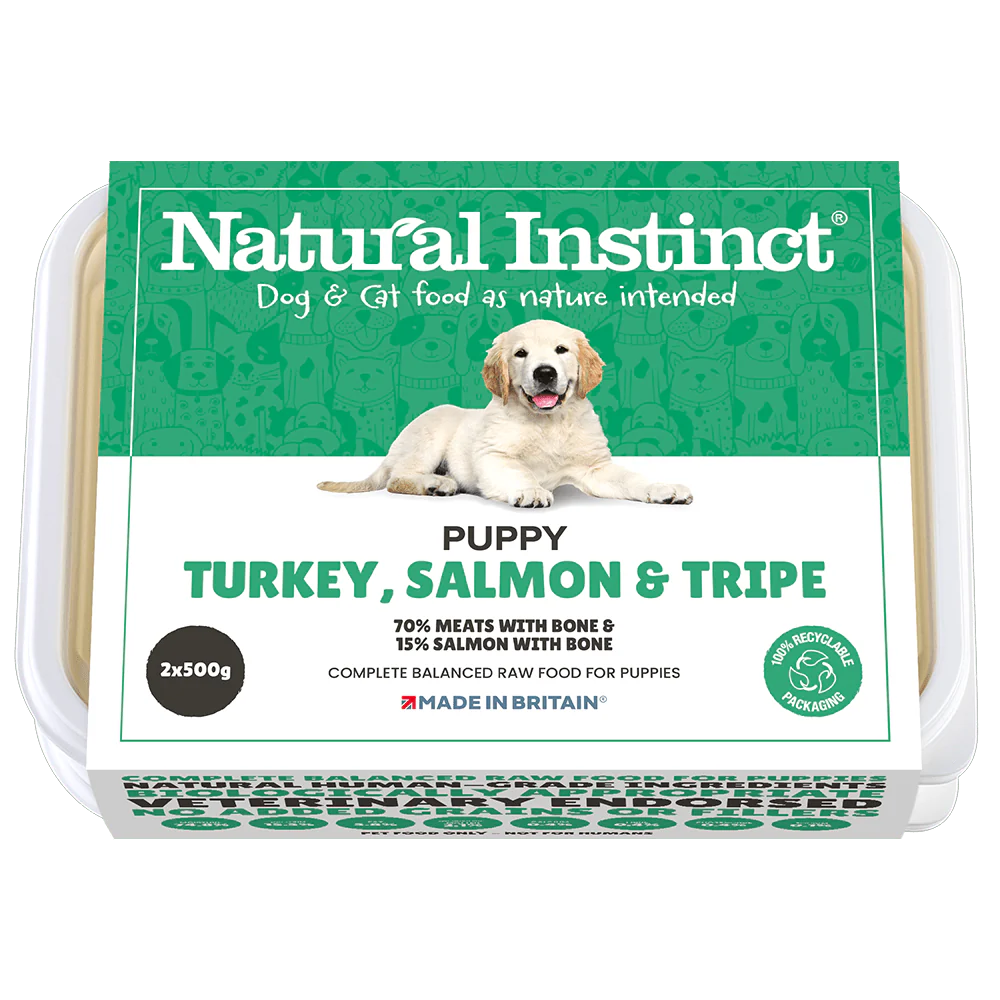 Natural Instinct Puppy, Turkey, Salmon and Tripe  2 x 500g