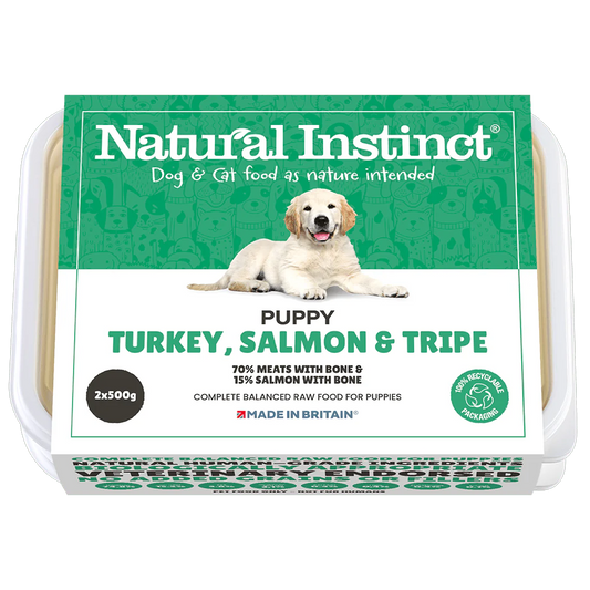 Natural Instinct Puppy, Turkey, Salmon and Tripe  2 x 500g