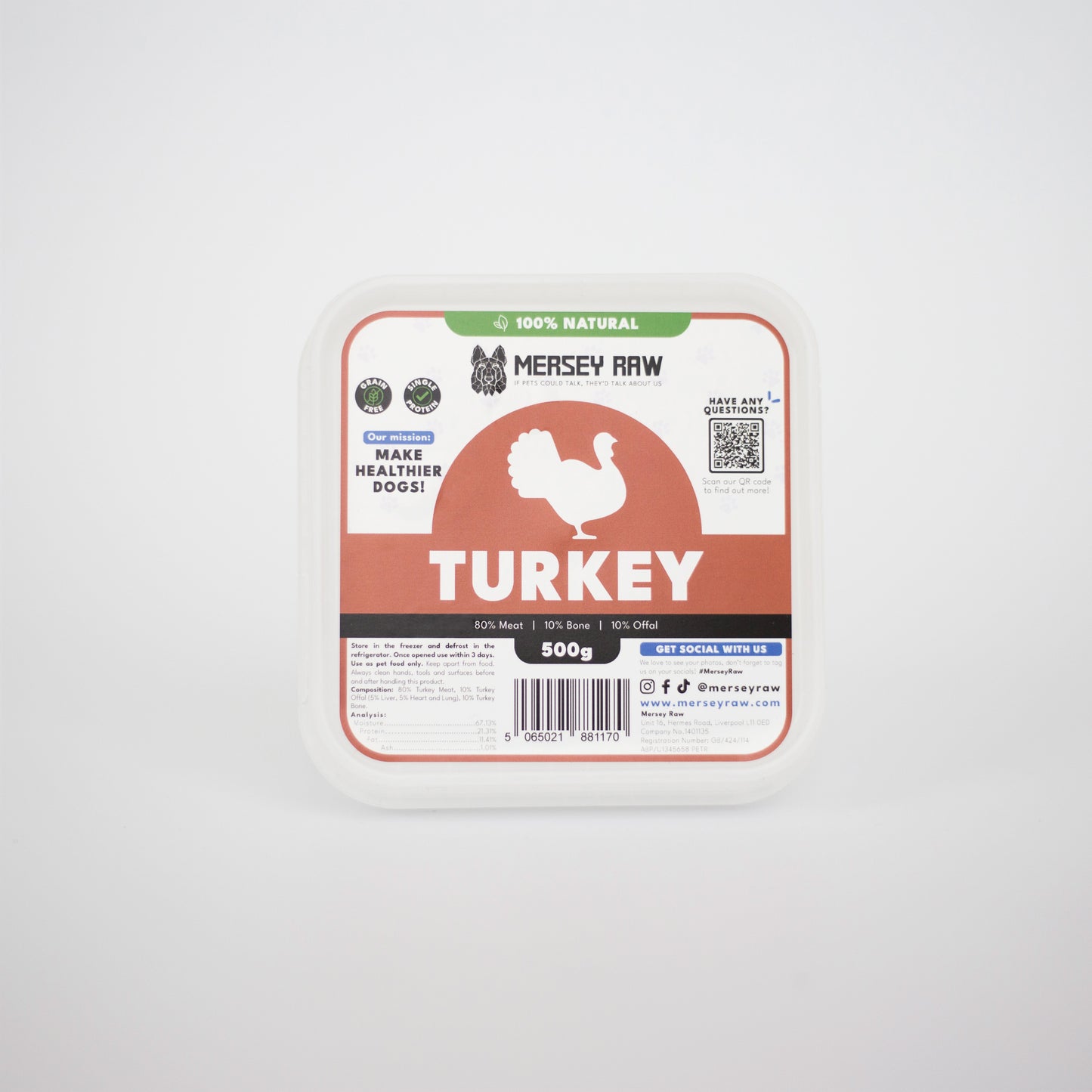 Mersey Raw Turkey Complete 500g